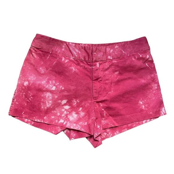 J. Crew Shorts Tie Die Chinos Khakis Red White High Rise Pockets Zip Women 2 - Picture 2 of 7